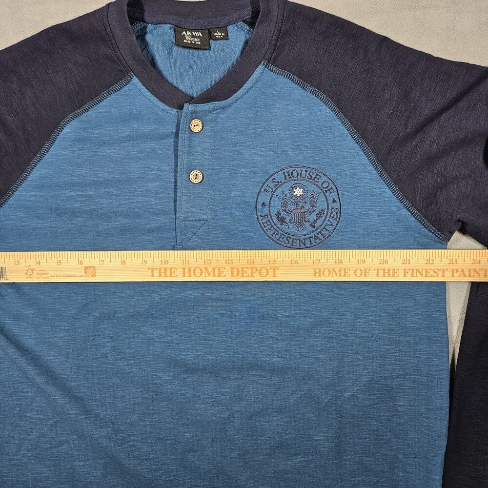 AKWA Classic US House Representatives Henley Shirt Mens Large Blue Long Sleeve‎ - Picture 5 of 7